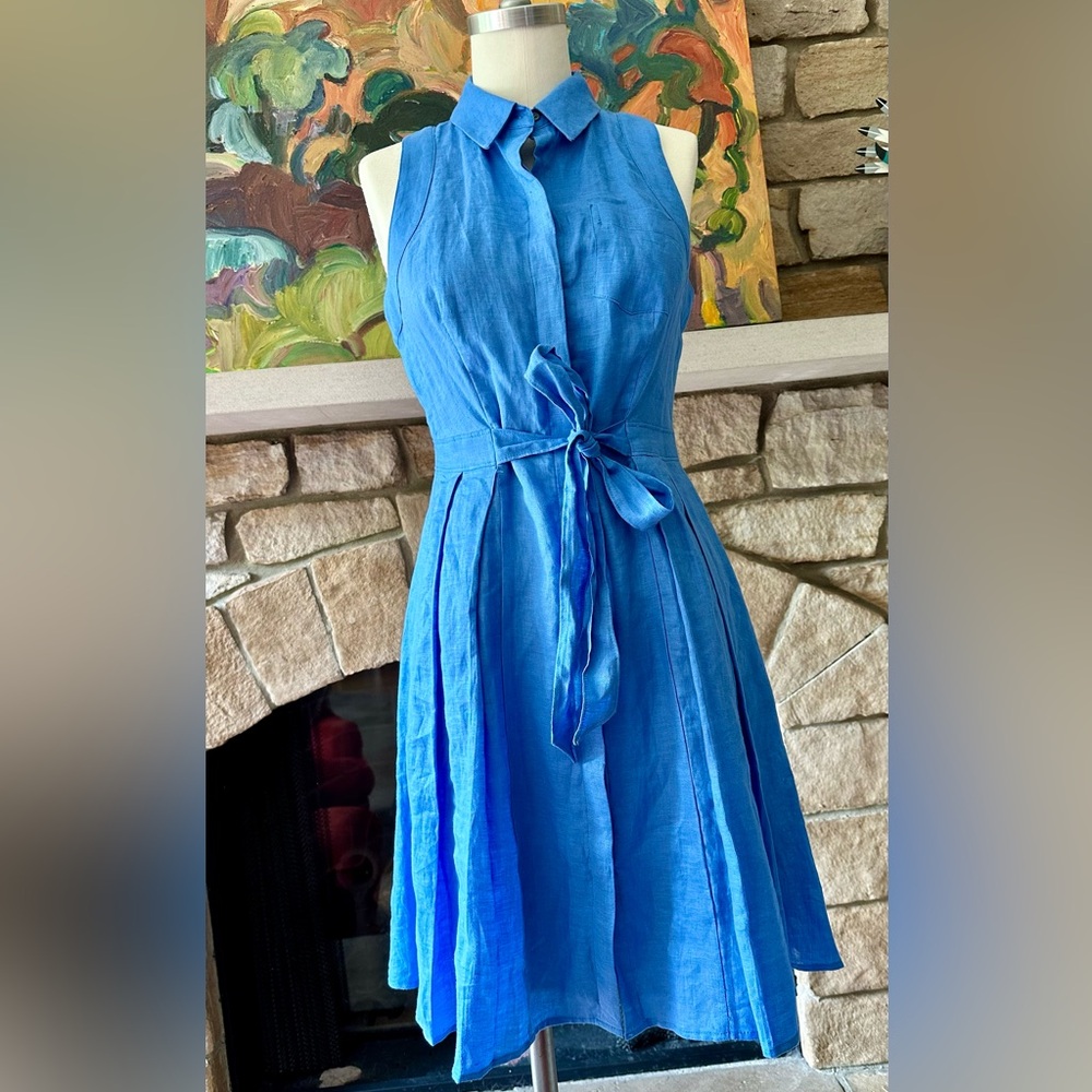 HD linen dress in blue size 2 NWT